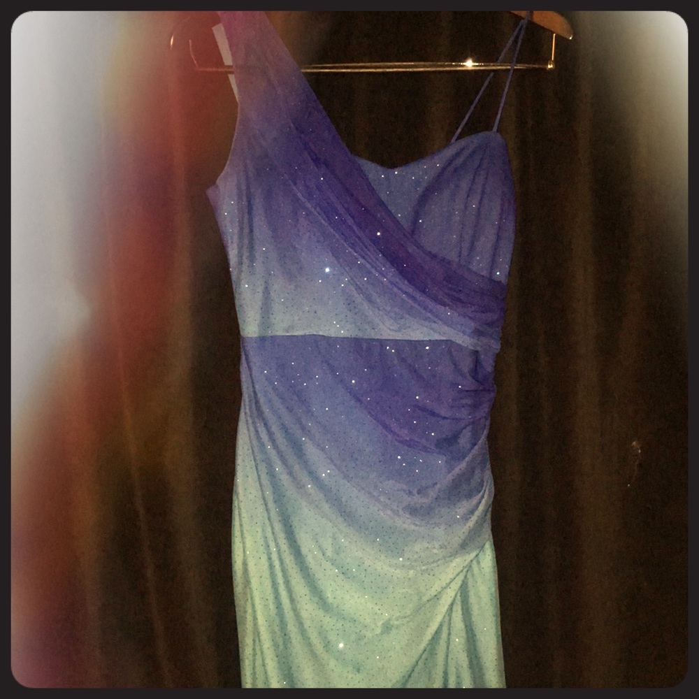 Off The shoulder blue Sparkling Long Gown